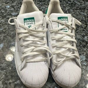 Adidas White and Green Stan Smith Sneakers